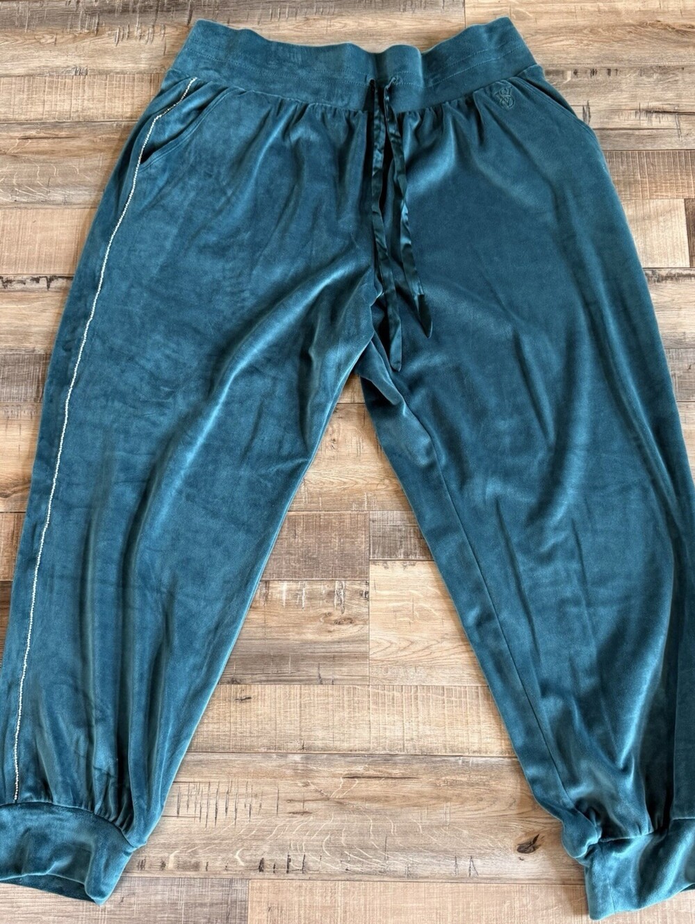 Victoria's Secret Teal Soft On Point Joggers Sz XL Rhinestone Relax Couture Lux